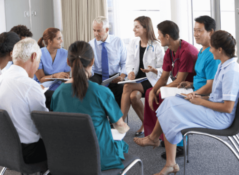 doctors in group session